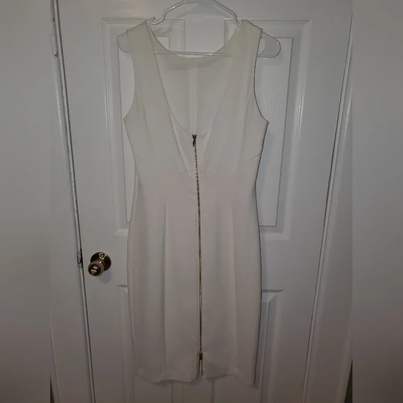 h&m white dress gold buttons Boucl Dress
